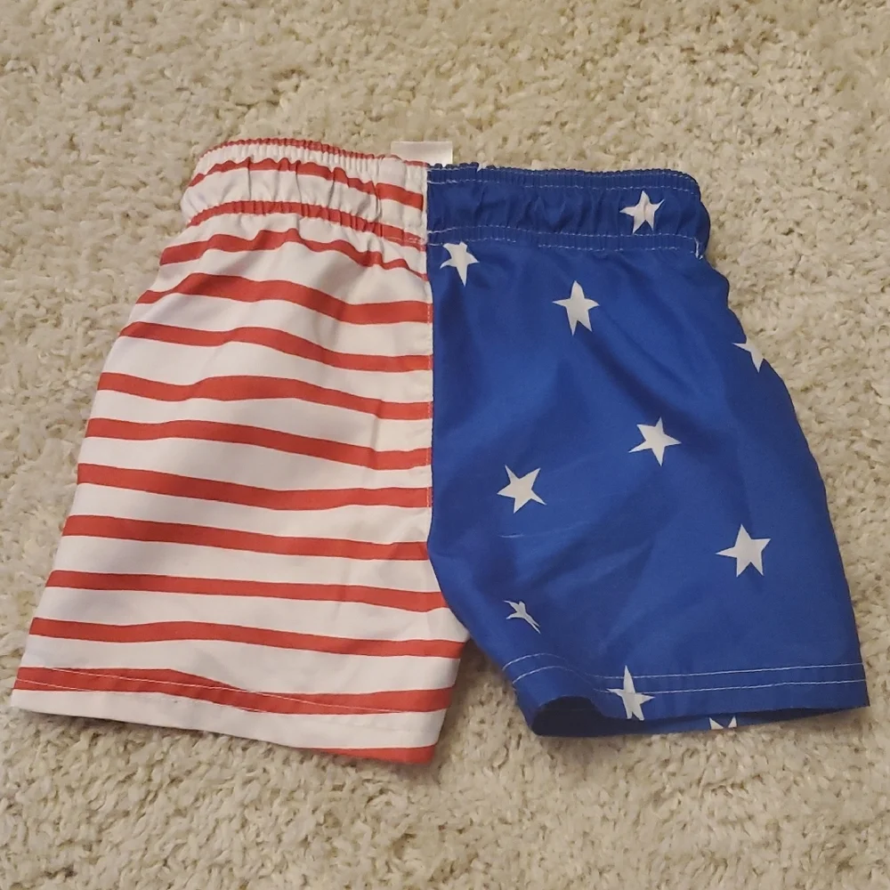 5 For $25 Cat & Jack Kids Red White Blue American Swimming Shorts Size 18 Months